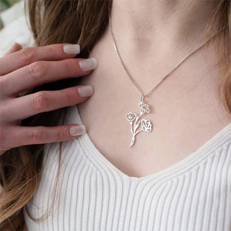 Custom Family Birth Month Bouquet Necklaces