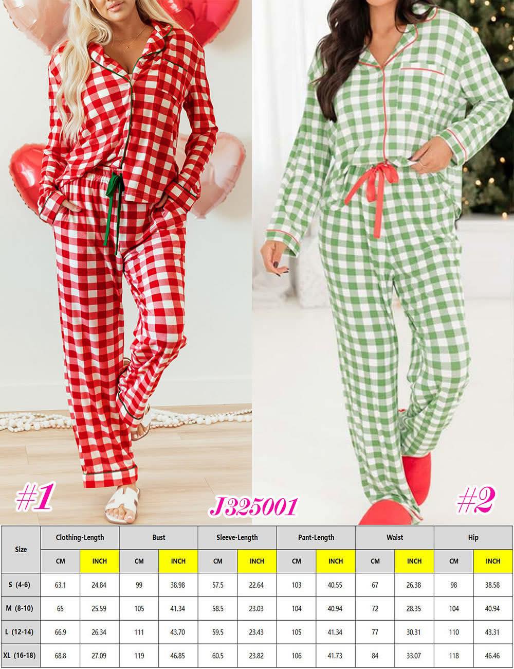 Women's Christmas Plaid PJ Set - J325001