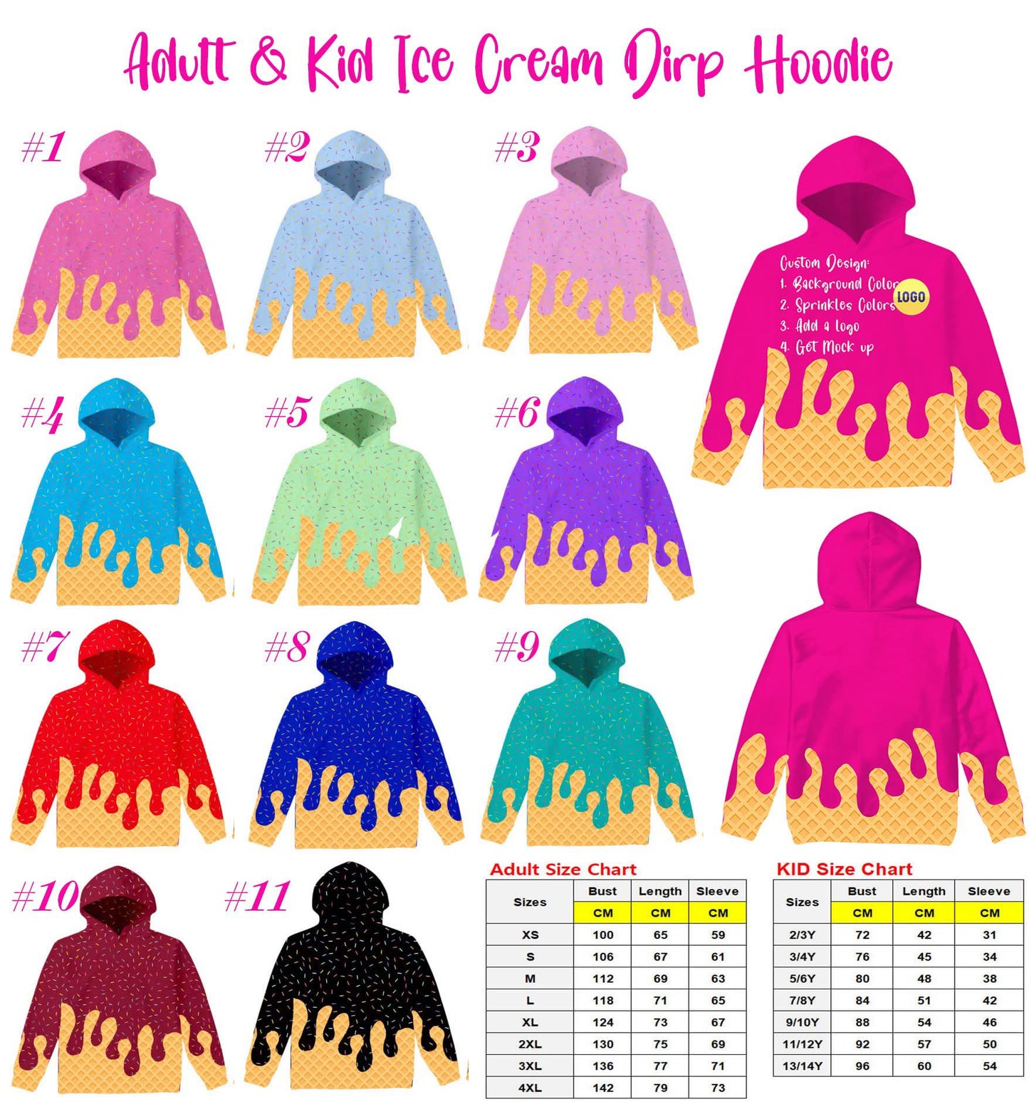 Ice Cream Drip Hoodies Kids