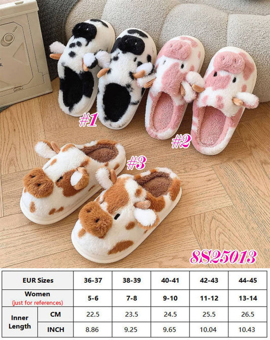 Fuzzy Cow Slippers 8S25013
