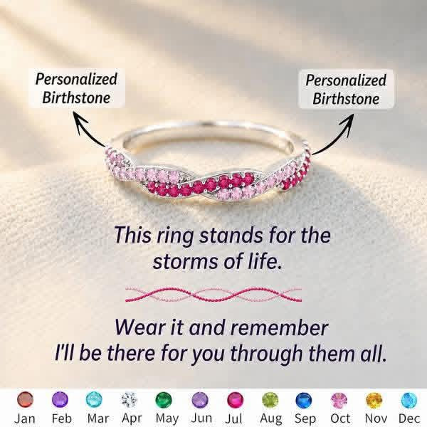 Custom Wavy Promise Birthstone Ring