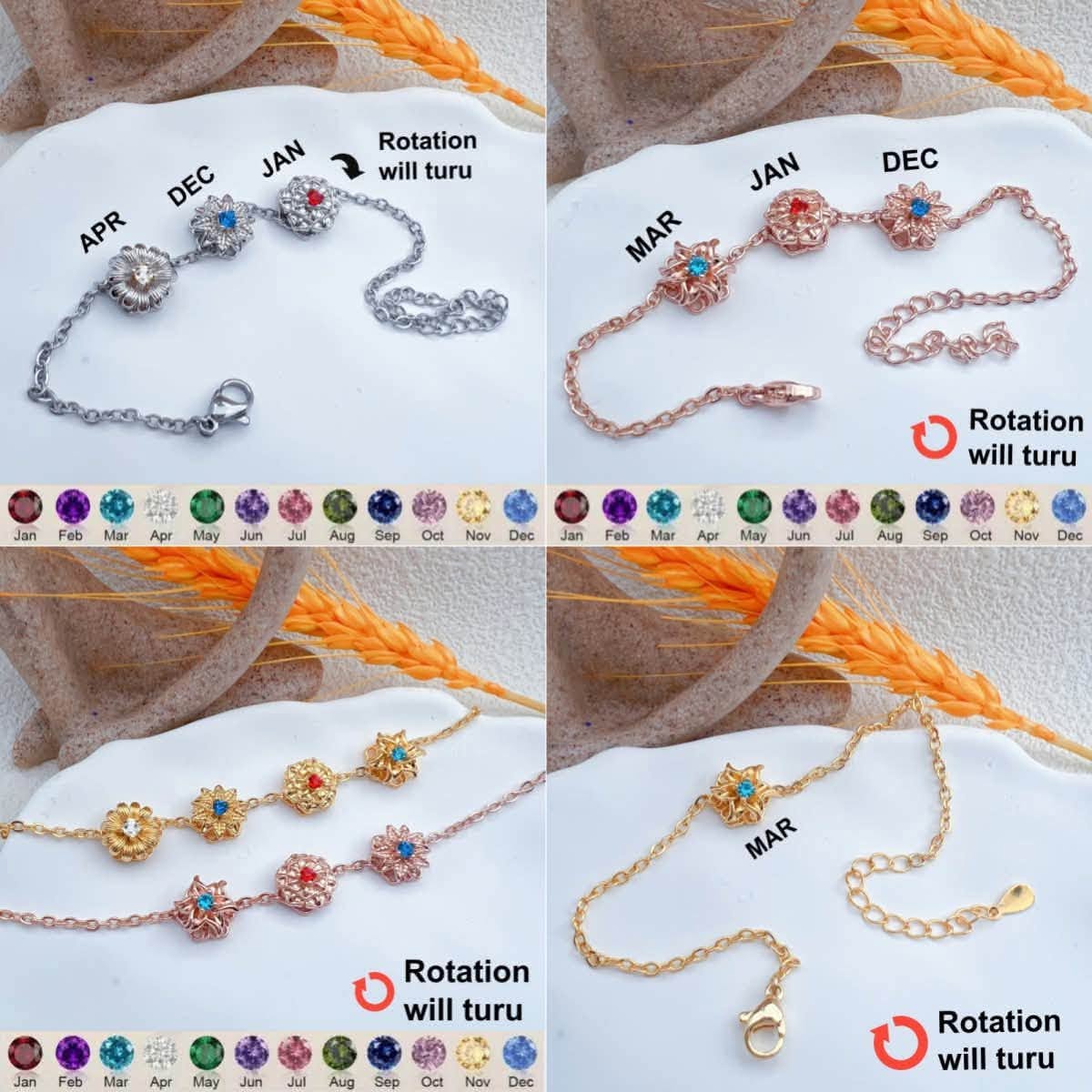 Personalized Birth Flower & Birthstone Fidget Bracelet