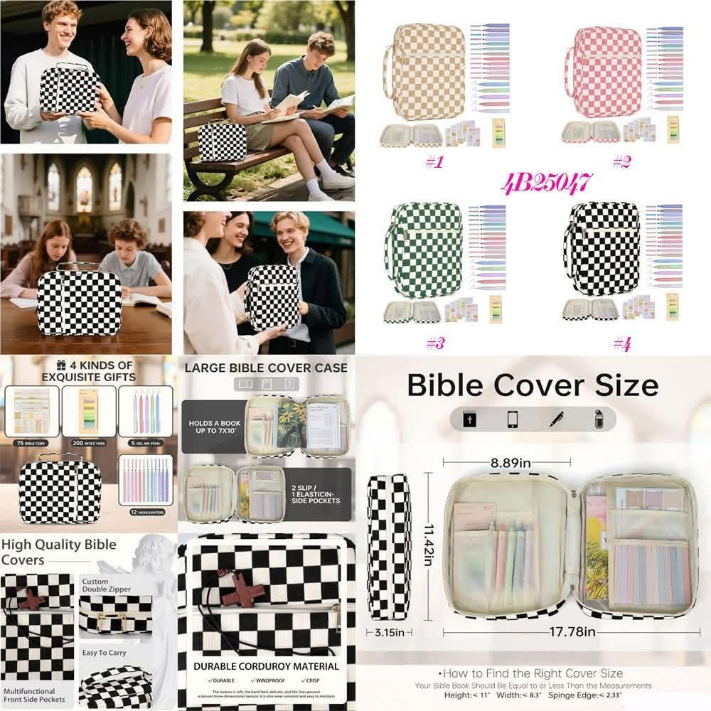 Large Checker Bible Case Cover Bundle