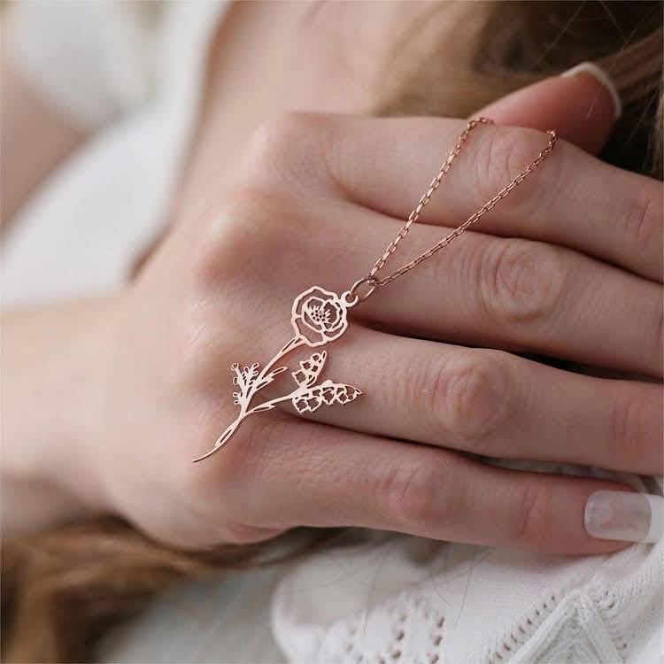 Custom Family Birth Month Bouquet Necklaces