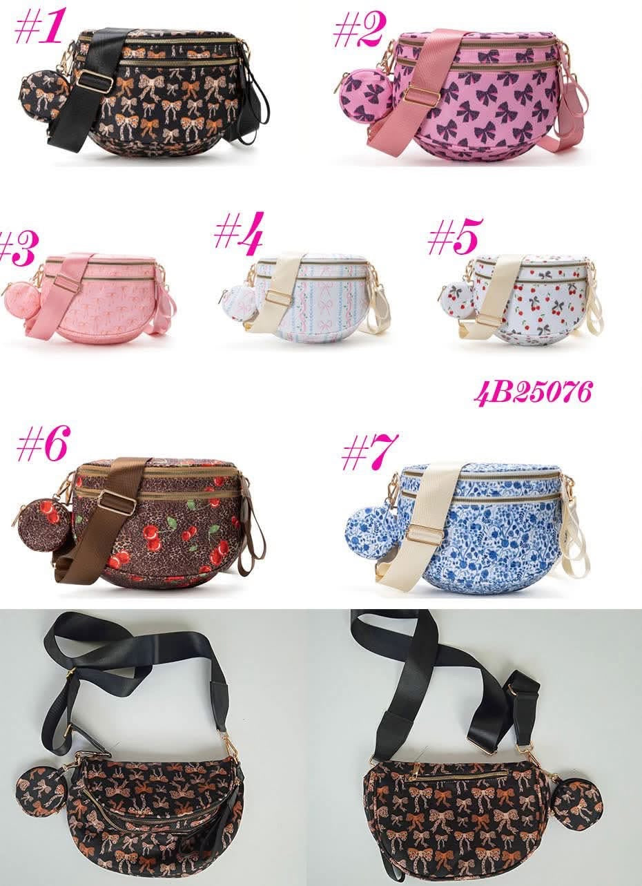Bows Printed Crossbody Bum Bag
