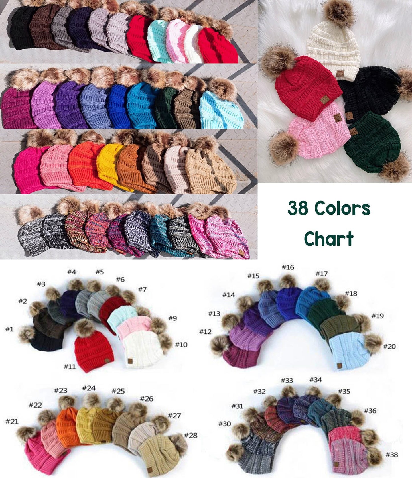 Cozy Knit Pom Beanies