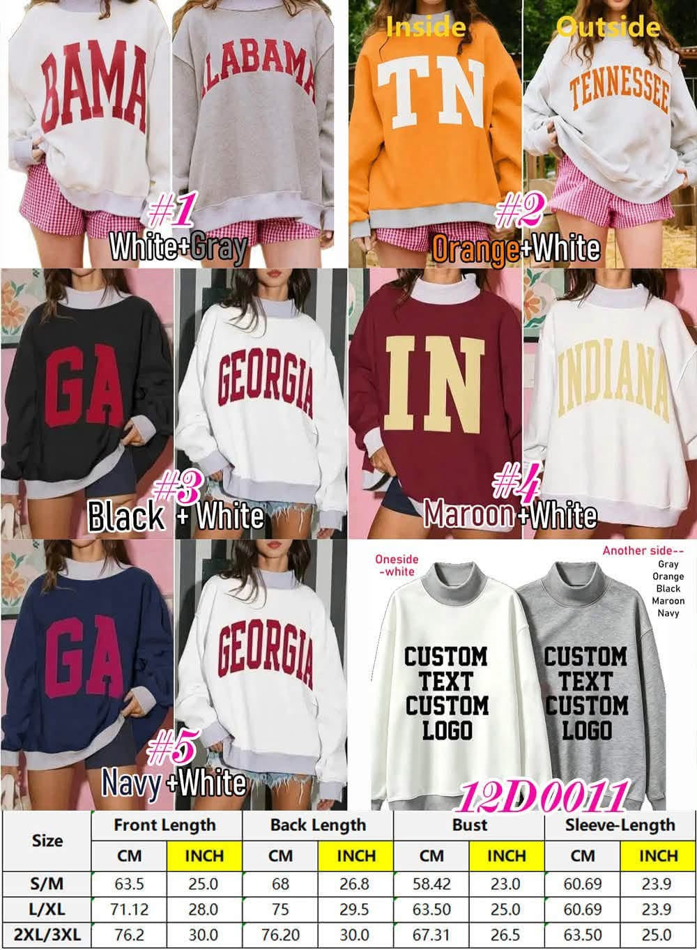 Custom Colored Reversible Women’s Sweatshirt 12D0011