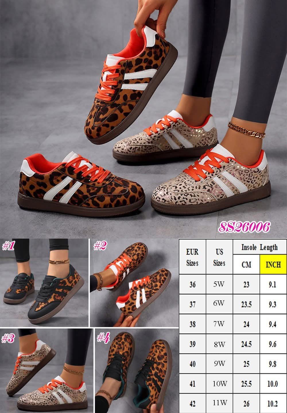 Leopard Comfy Everyday Sneakers 8S26006