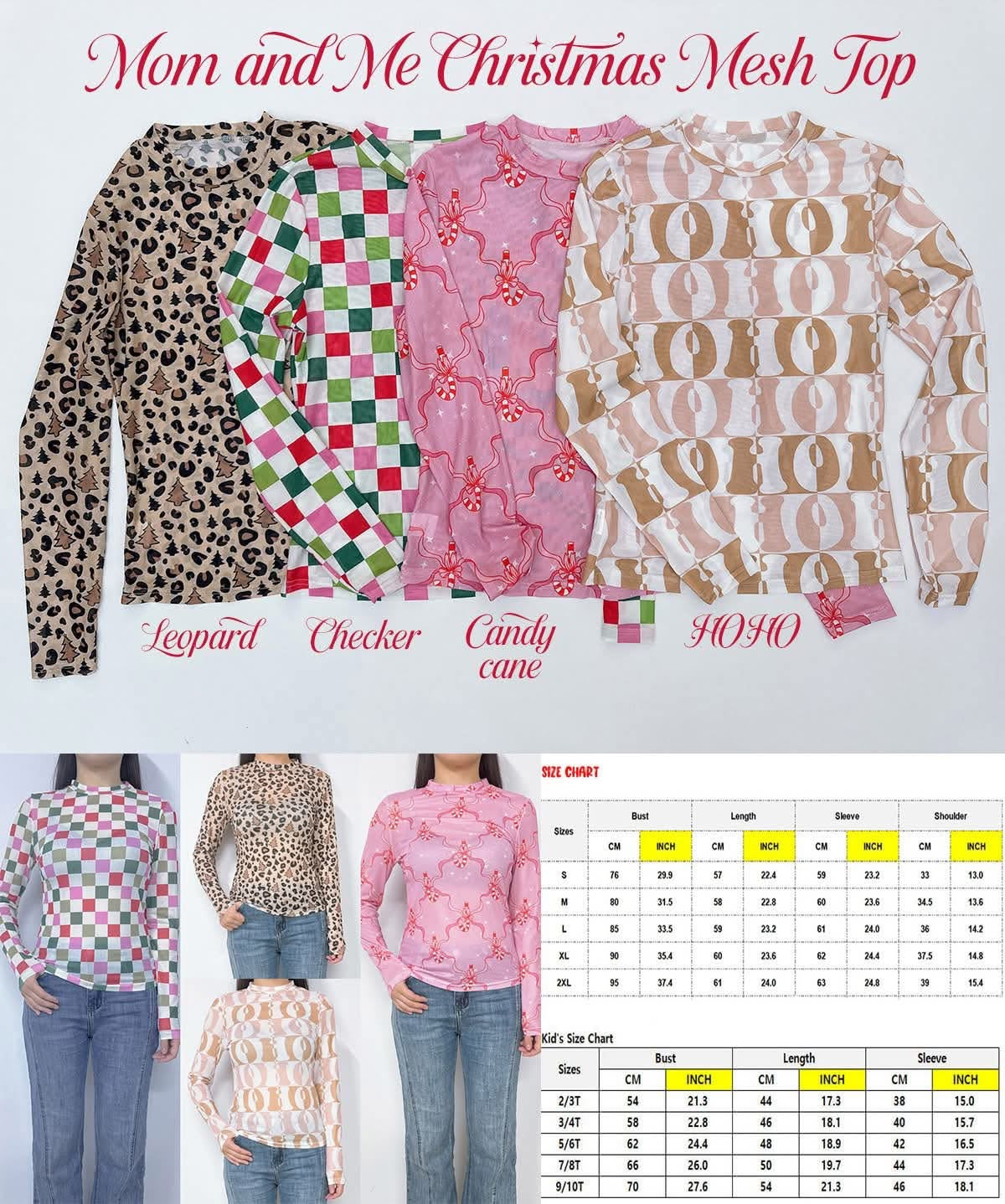 Mom + Me Christmas Mesh Top