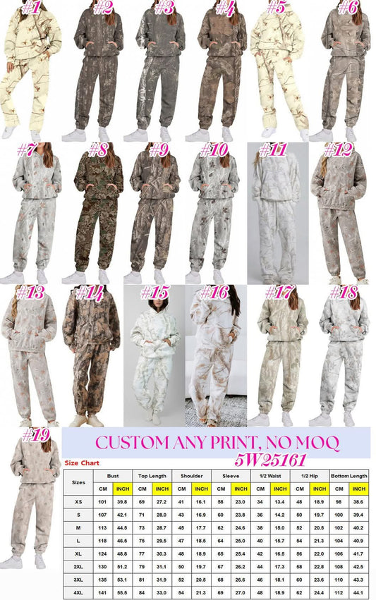 Women’s Camo Printed Sweatshirts + Jogger Set 5W25161
