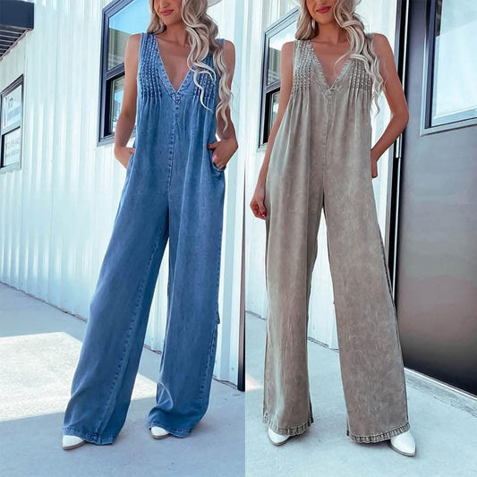 Washed Soft Denim Jumpsuit