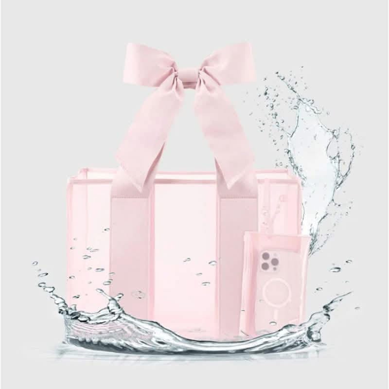 PINK BOW PVC LARGE BEACH TOTE BAG