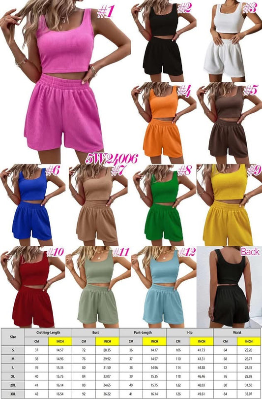WOMENS RIBBED TANK & SHORTS LOUNGE SET