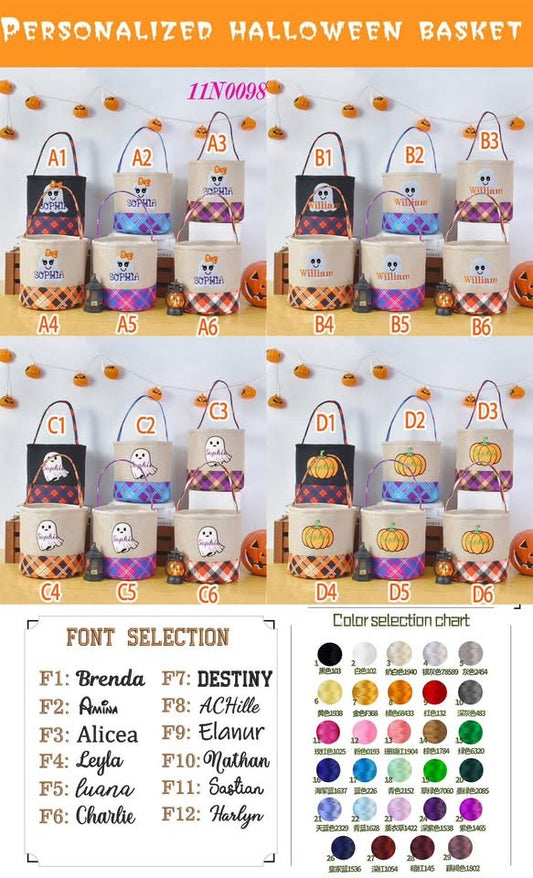 GHOST & PUMPKIN NAME BUCKET
