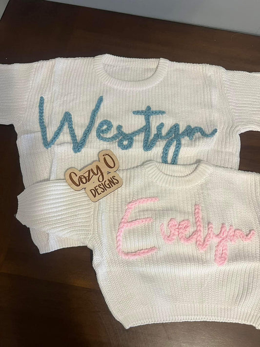 Hand Embroidered Name Sweater