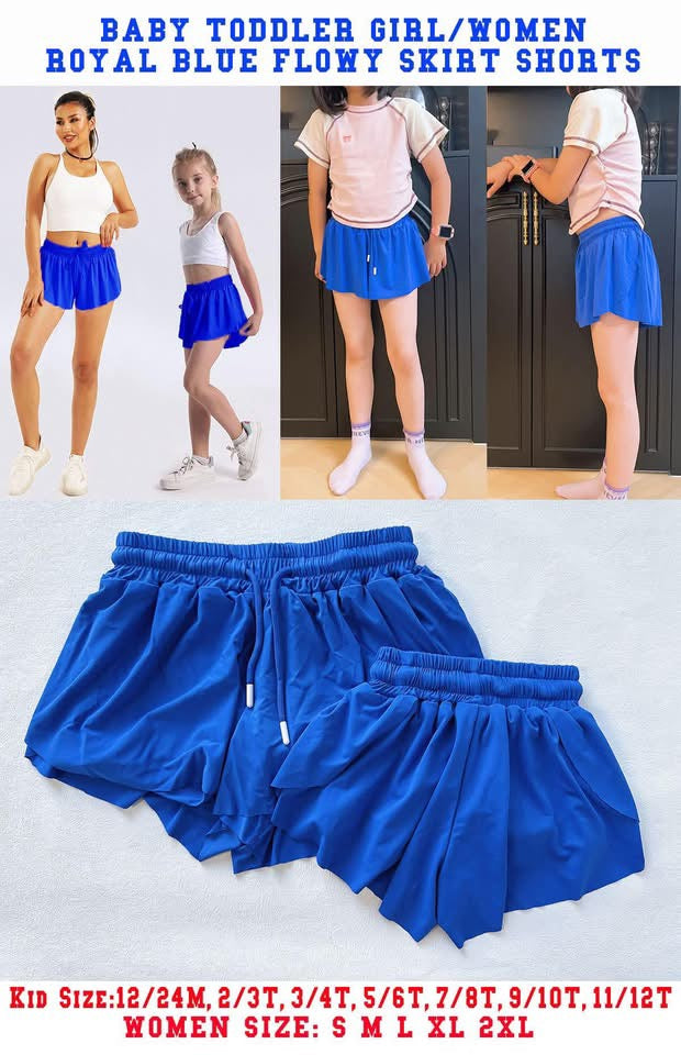 ROYAL BLUE MOM & ME ATHLETIC BUTTERFLY RUNNING SHORTS