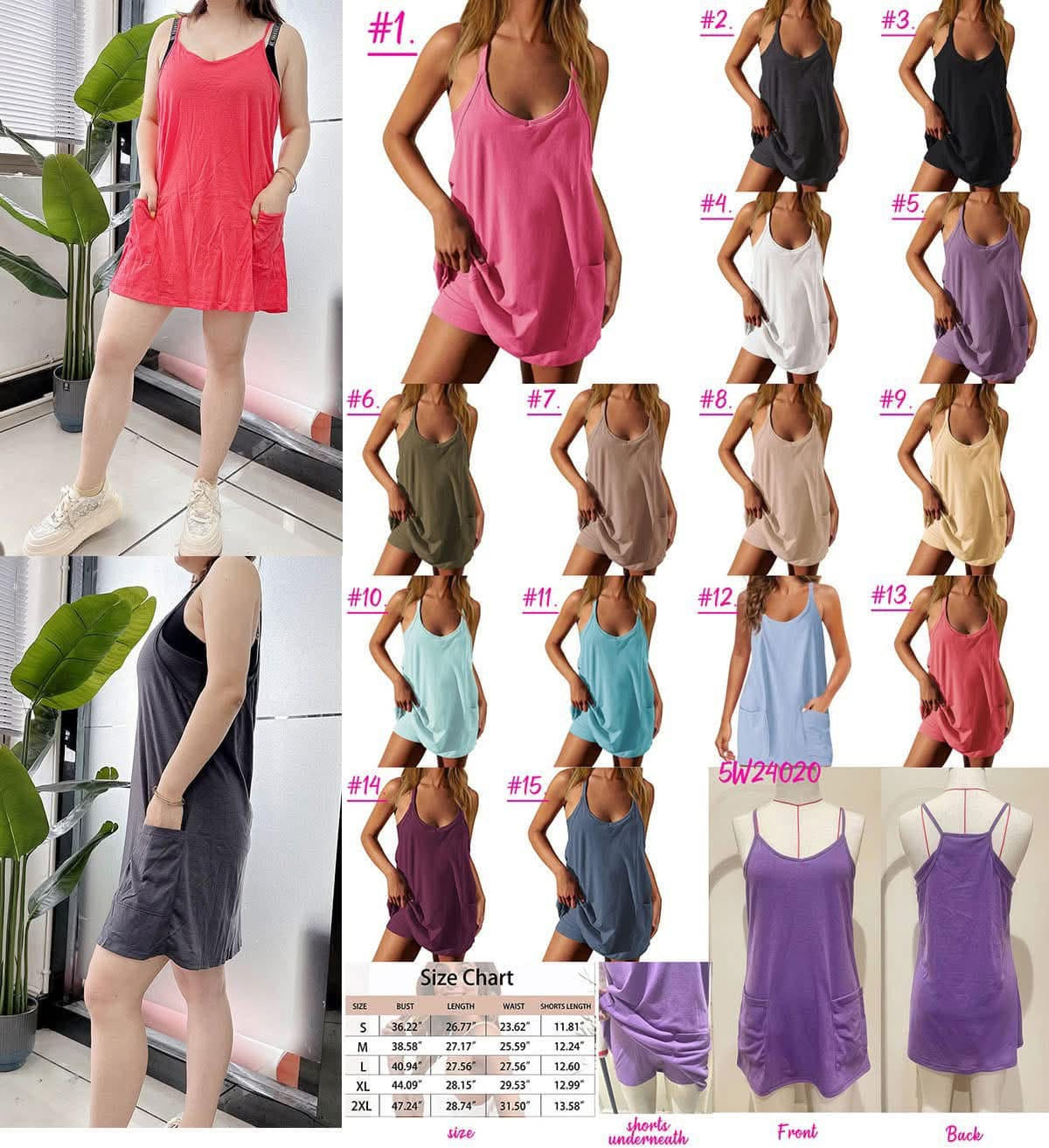 Women’s Spaghetti Strap Dress with Shorts