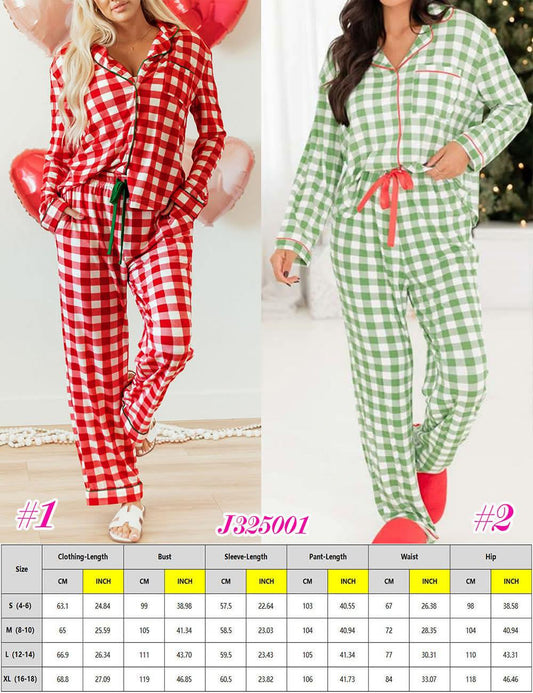 Women's Christmas Plaid PJ Set - J325001