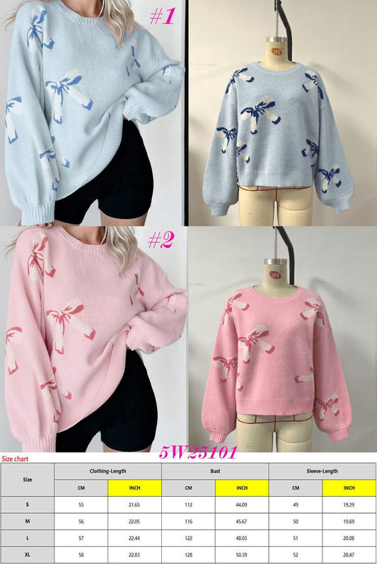 Bows Jacquard Knit Sweaters - 5W25101