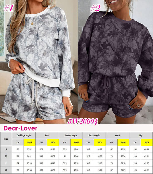 Woodland Camo Baggy Pullover + Drawstring Shorts Set 5W26004