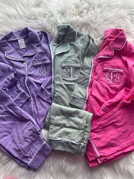 Kid's Embroidered Monogram Pajamas