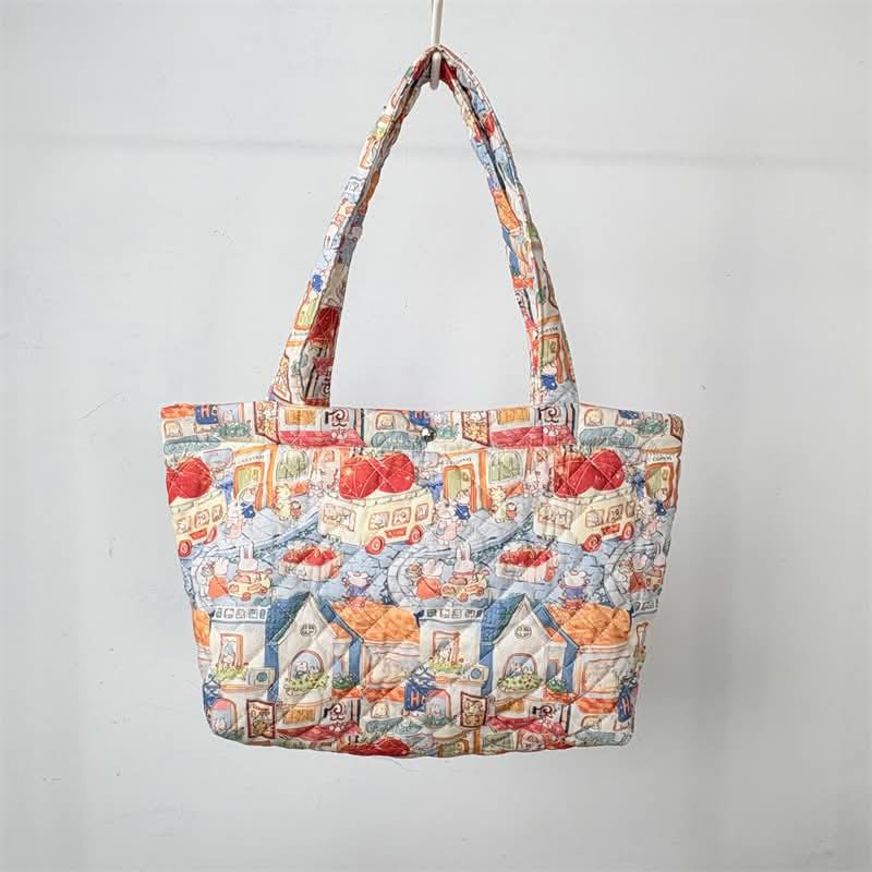 Quilted Floral Tote Bag