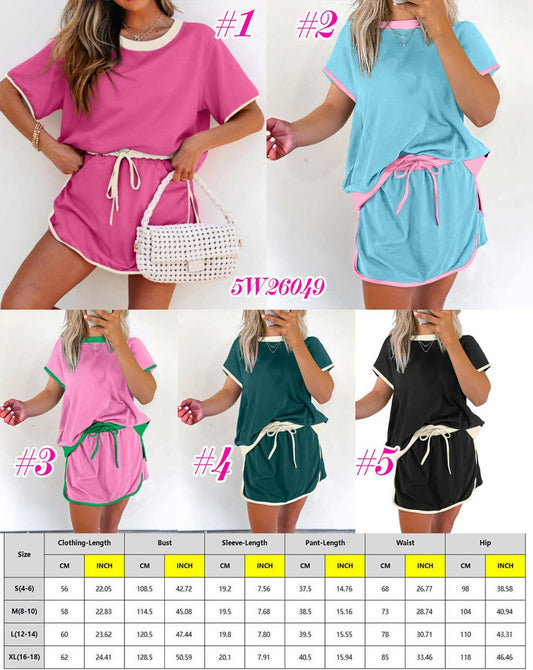 Colorblock Tee & Skort Set 5W26049