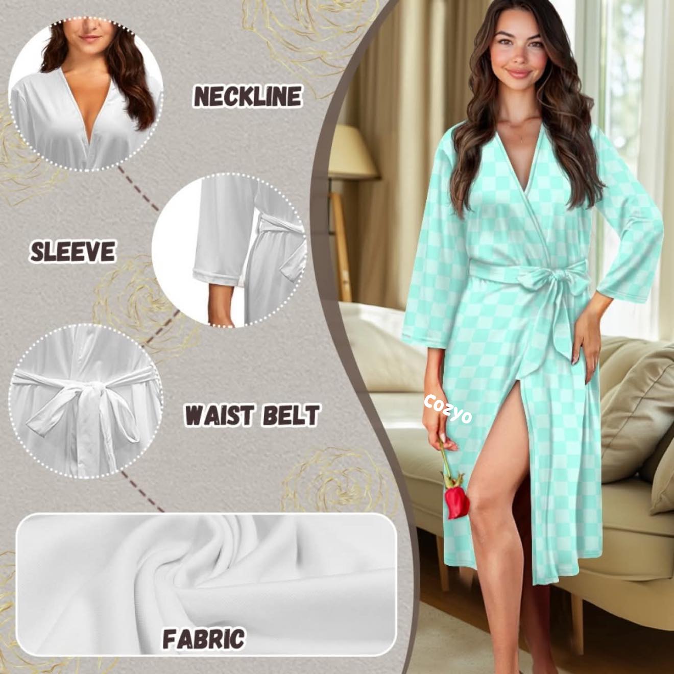 Custom Cozy Soft Tie Waist Bathrobe
