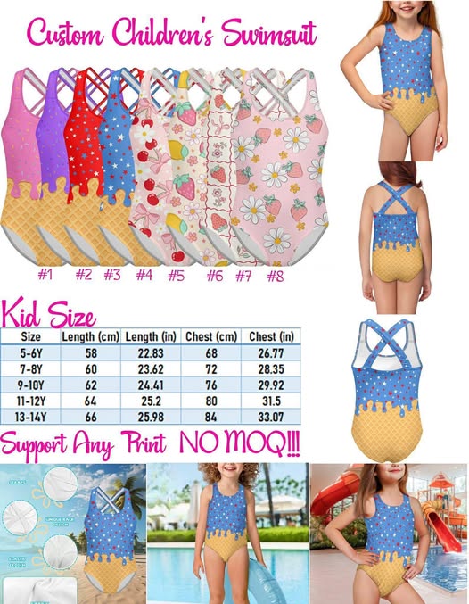 Custom Print Children Swimsuits