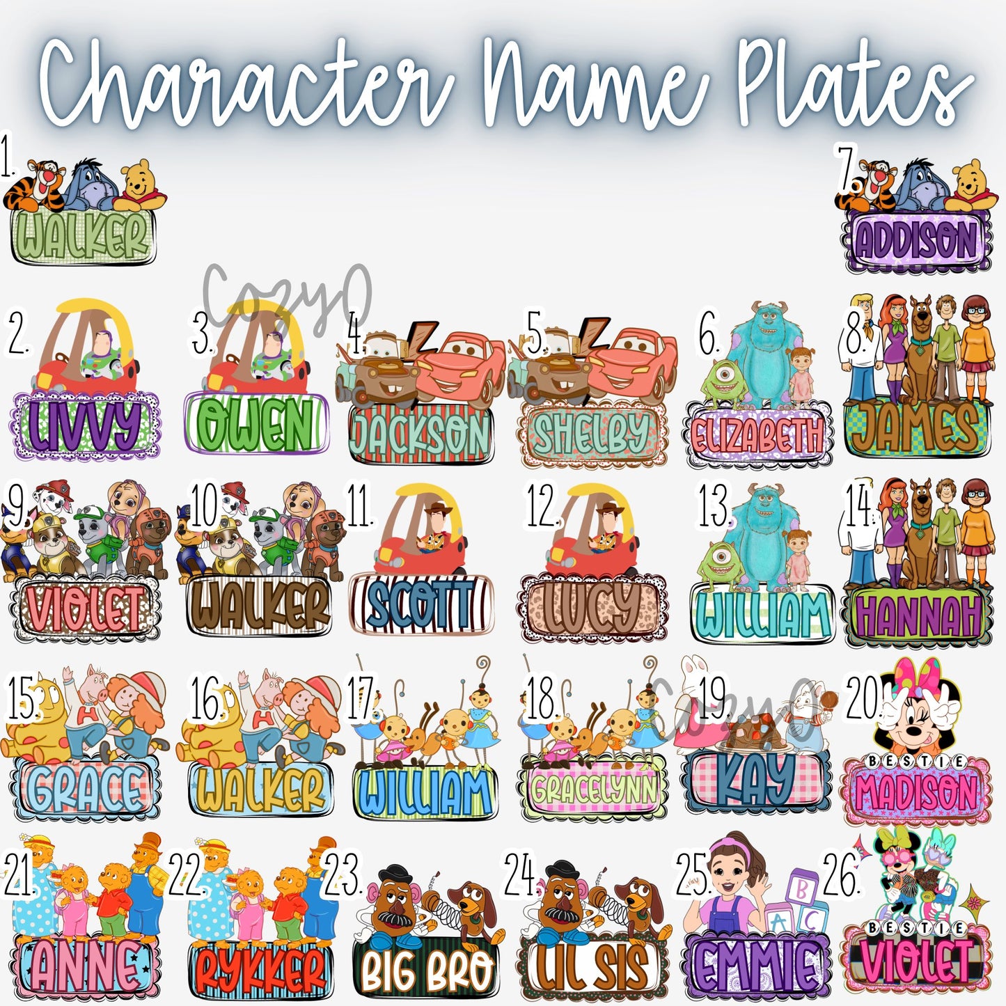 Character Name Plate Apparel