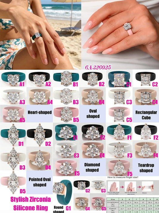 Stylish Zirconia Silicone Ring 6A326025