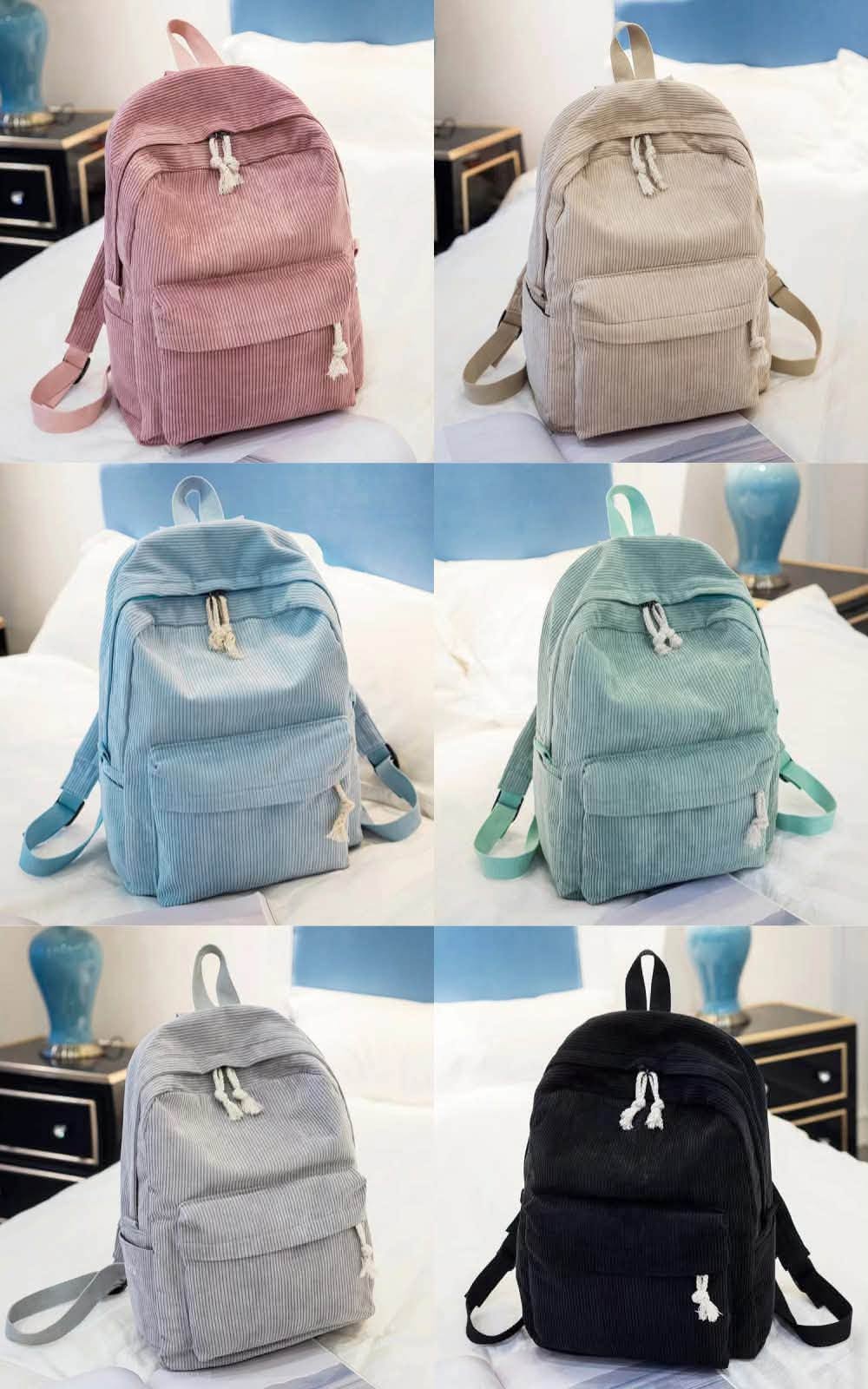 Handmade Embroidery Name Corduroy Backpack