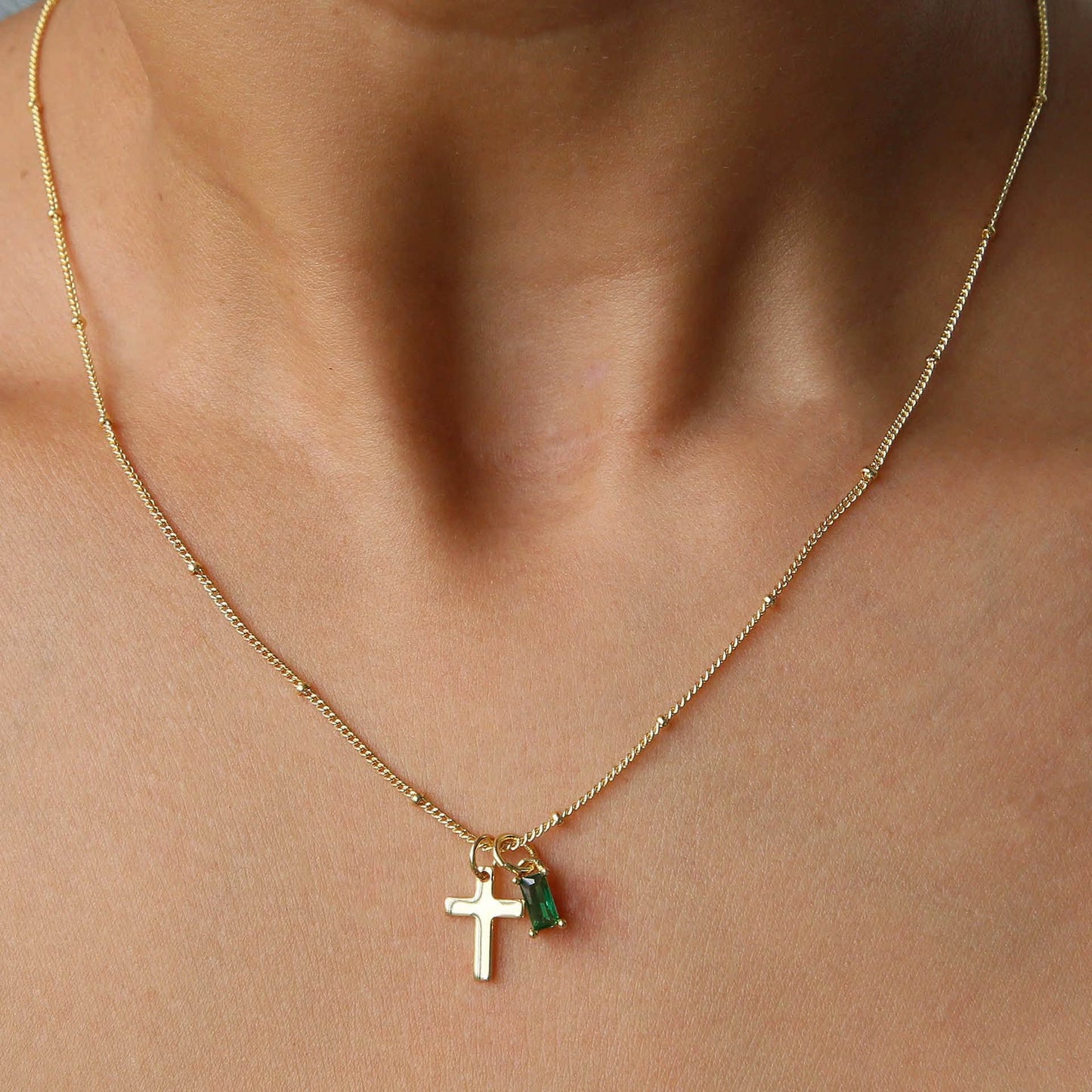 Cross Birthstone Necklace