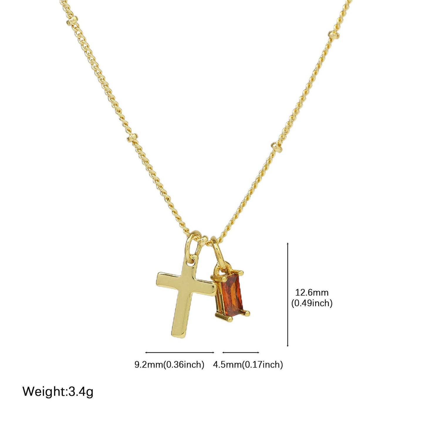 Cross Birthstone Necklace