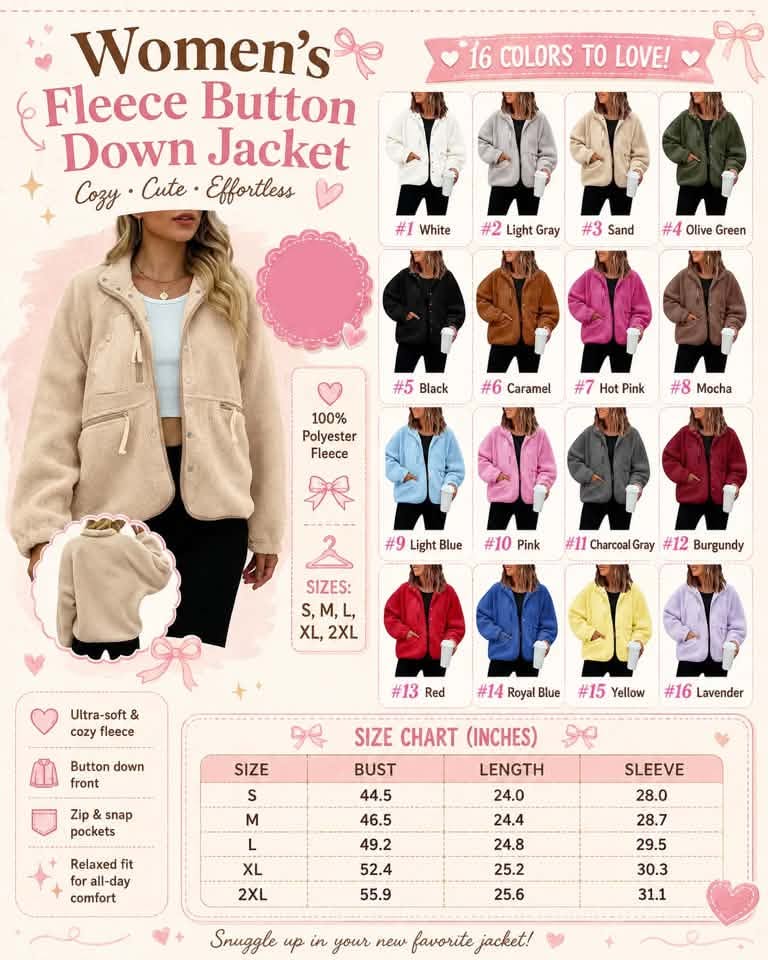 Women's Fleece Button Down Jacket