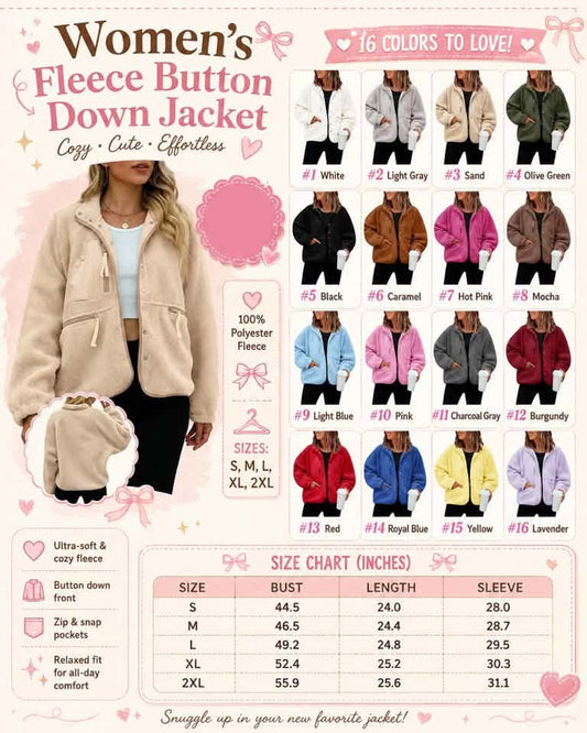 Women's Fleece Button Down Jacket