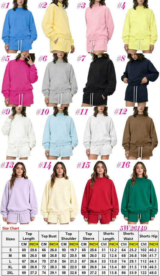 Women's Mock Neck Pullover + Shorts