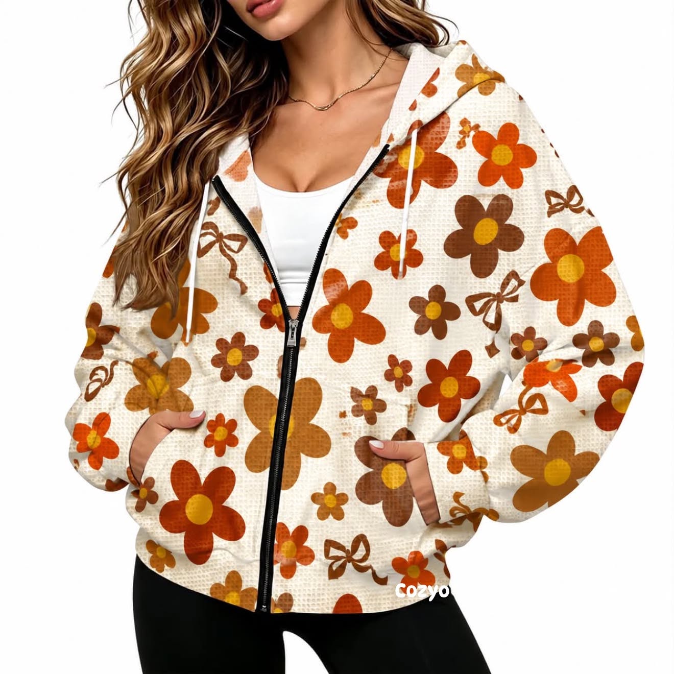 Custom Waffle Full-Zip Hoodies