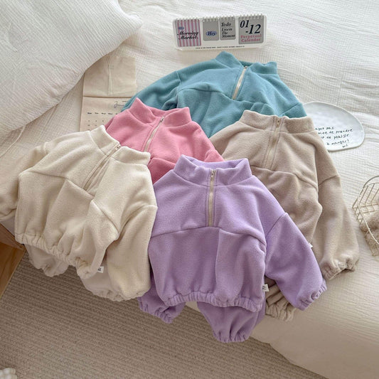 Kid’s Double-Sided Fleece Half Zip Tracksuit
