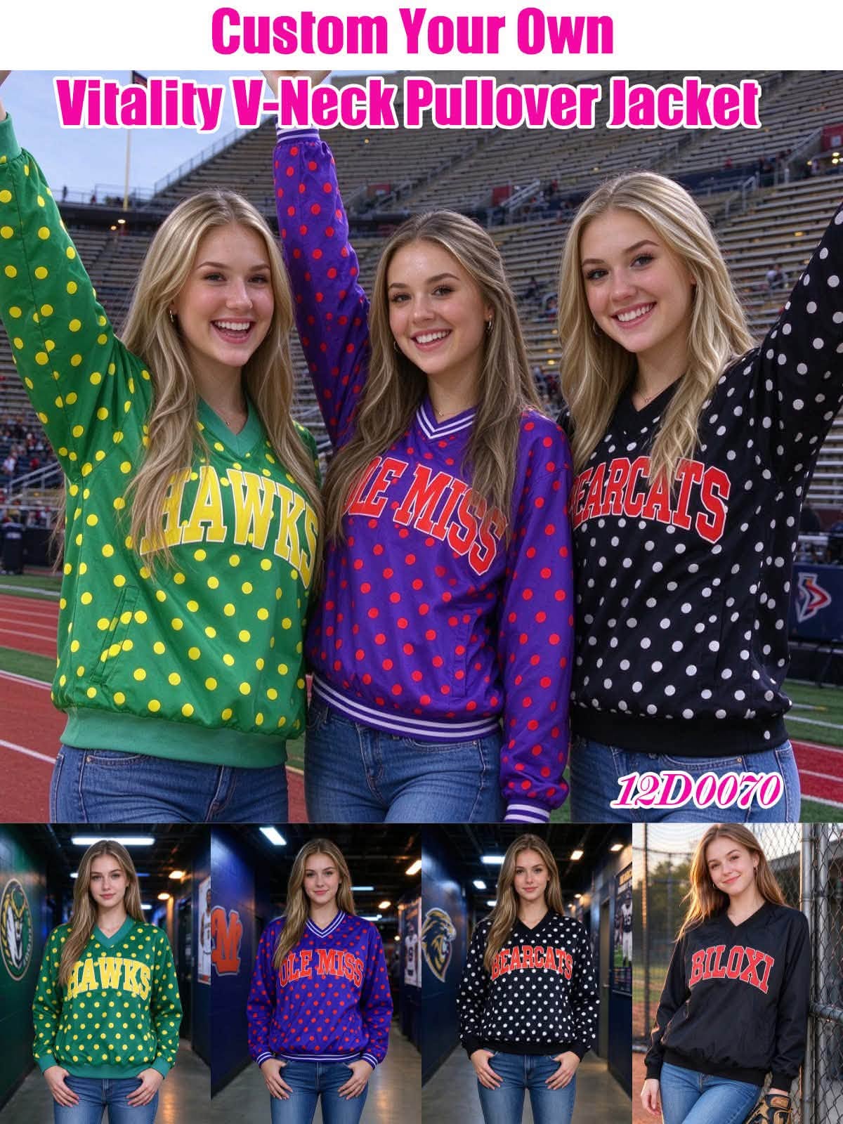 Custom Women's Vitality V-Neck Pullover Jackets