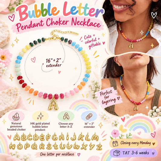 Custom Bubble Letter Gemstone Necklace