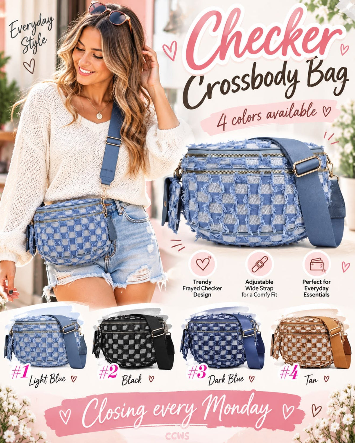 Checker Denim Crossbody Bum Bag