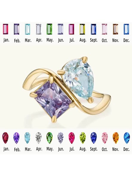 Custom Oval + Square Birthstone Twisted Ring