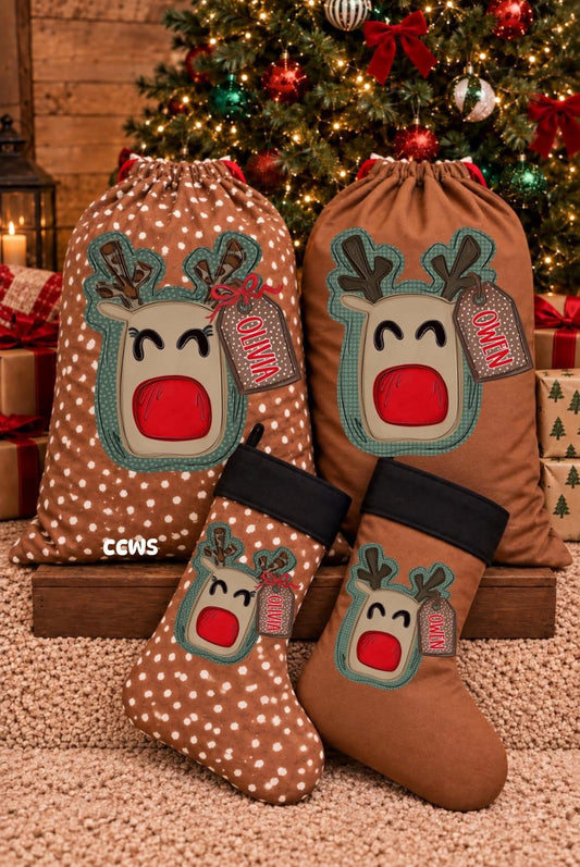Custom Reindeer Christmas Stocking