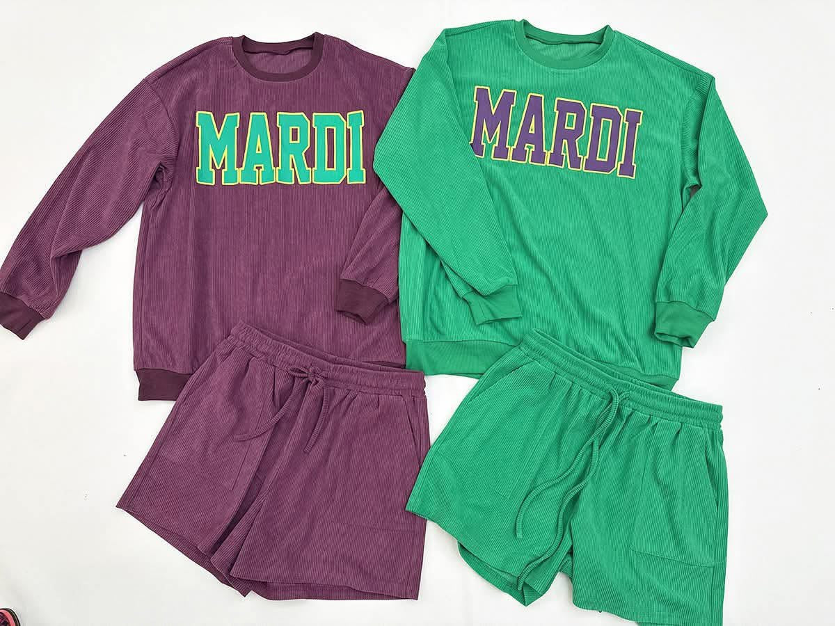 Women’s Mardi Gras Sweatshirt & Short Set