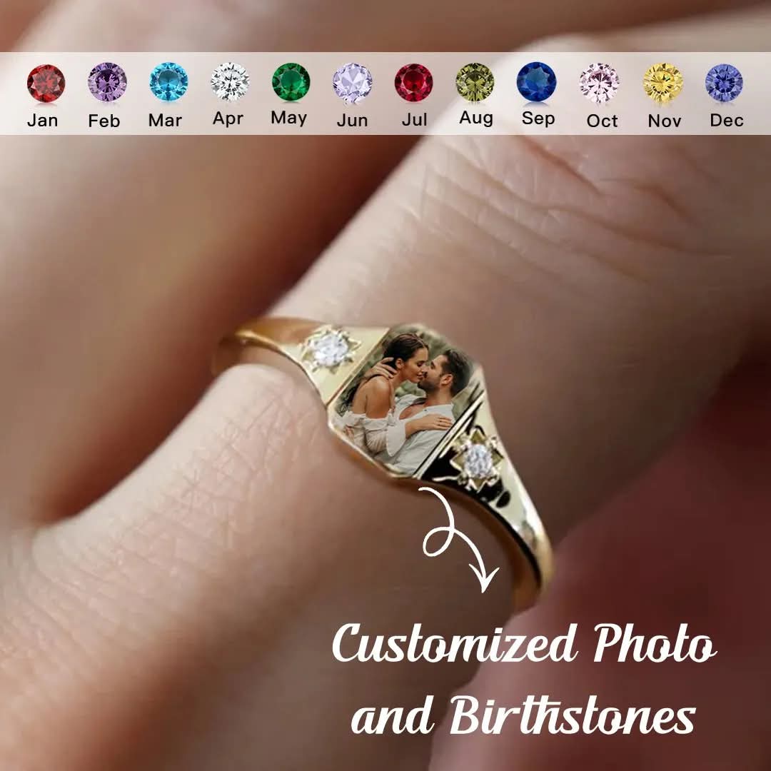 Personalized Photo + Birthstone Ring