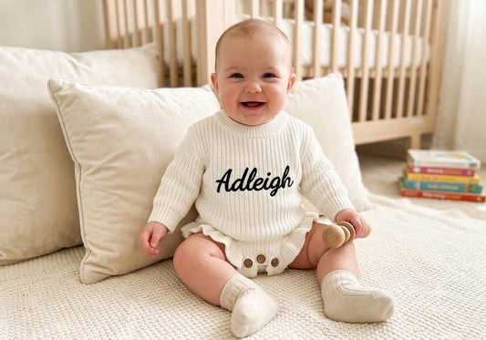 Personalized Baby Knit Sweater Romper