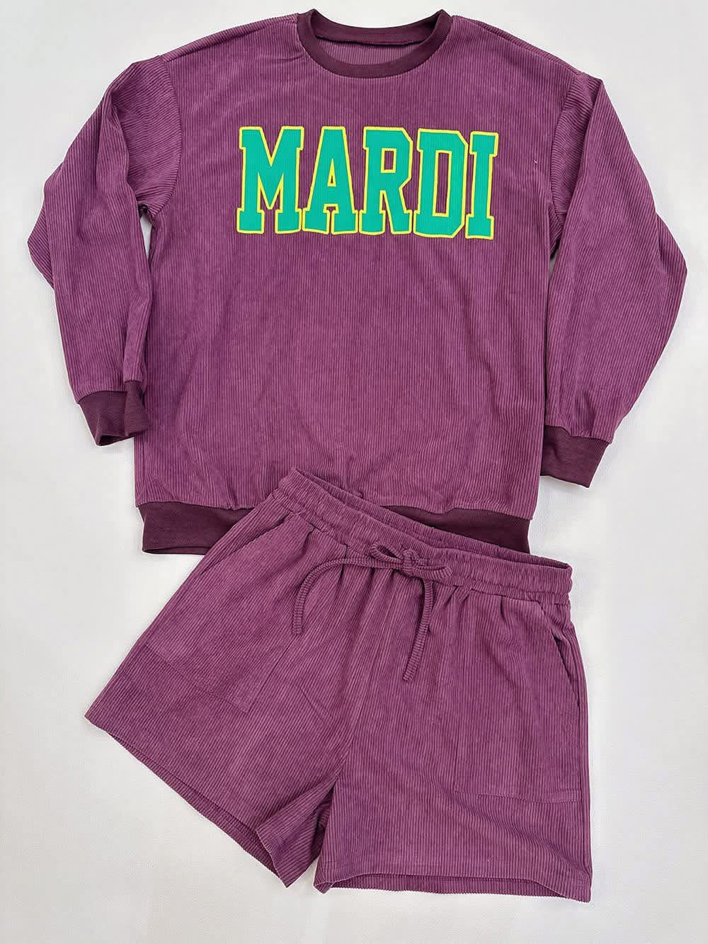 Women’s Mardi Gras Sweatshirt & Short Set