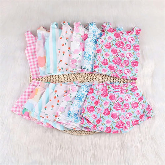 Girl’s Floral Athletic Tank + Skort Set 1K26037