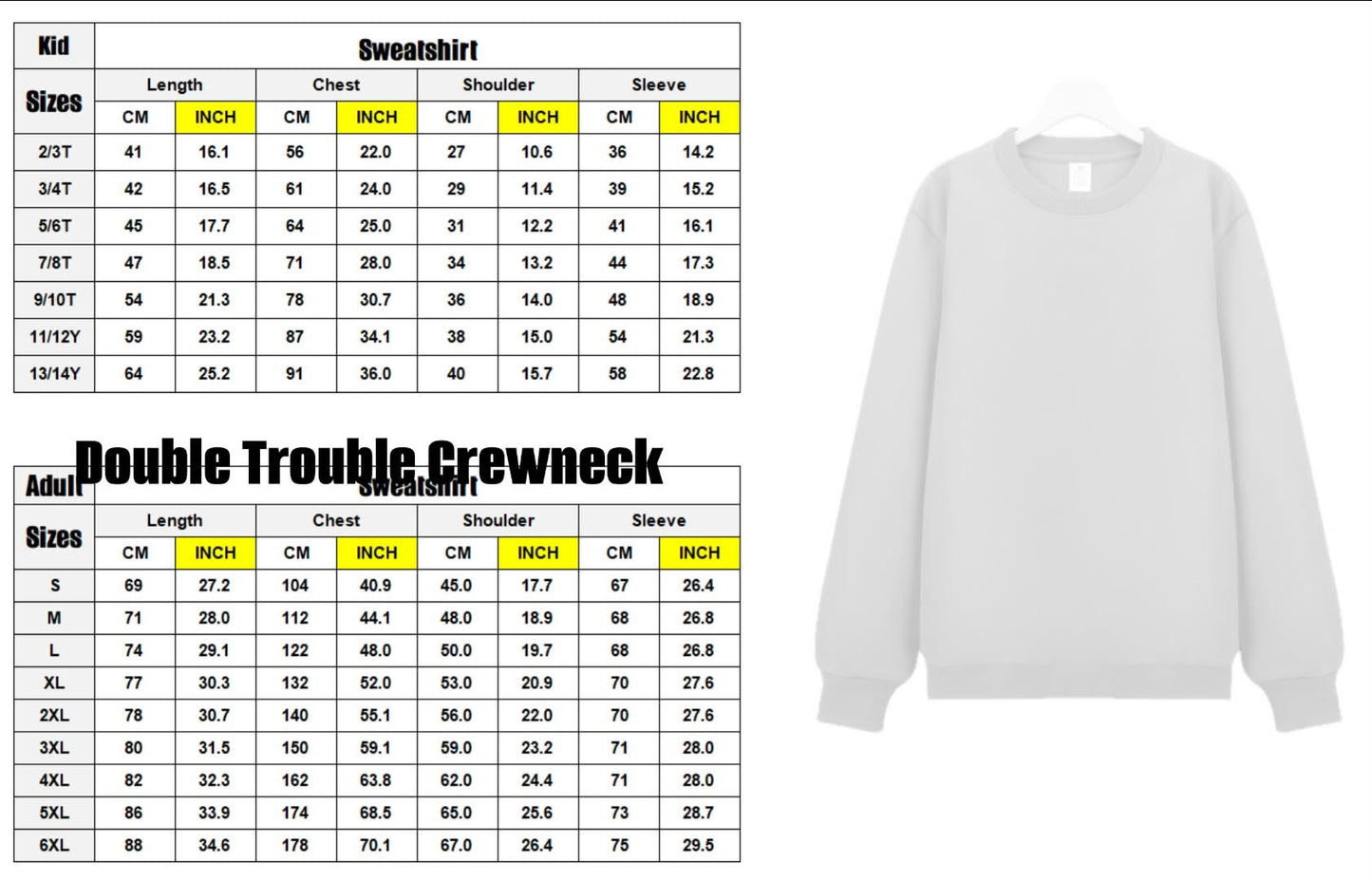 Double Trouble Crewneck - Brushed Fleece Inside